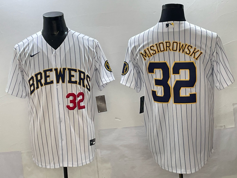 Men Milwaukee Brewers #32 Misiorowski white Nike MLB 2025 jersey 002->milwaukee brewers->MLB Jersey